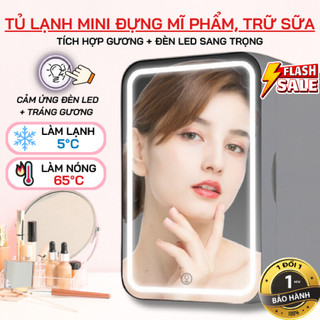 Tủ lạnh mini đựng mỹ phẩm tích hợp gương và đèn led tiện lợi, dung tích 6L, tiết kiệm điện năng, làm lạnh nhanh X455