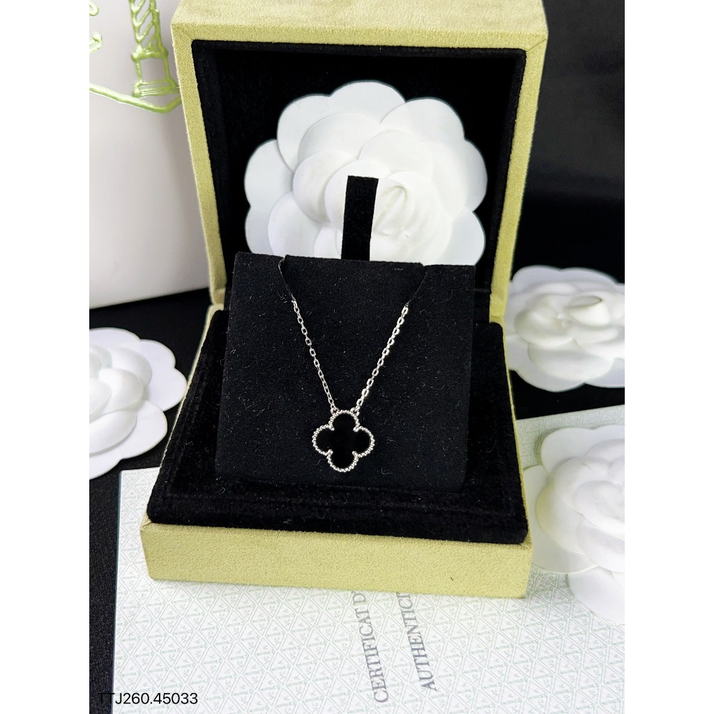 Bộ Trang Sức Nữ Hoa Đen Viền Trắng HD Jewelry - Set Bao Gồm Dây Chuyền, Bông Tai, Lắc Tay , Quý Phái