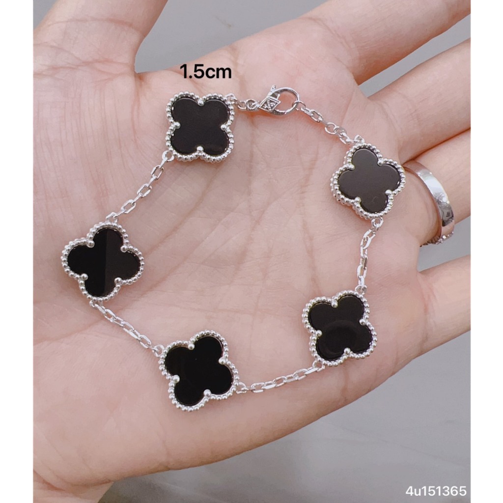 Bộ Trang Sức Nữ Hoa Đen Viền Trắng HD Jewelry - Set Bao Gồm Dây Chuyền, Bông Tai, Lắc Tay , Quý Phái