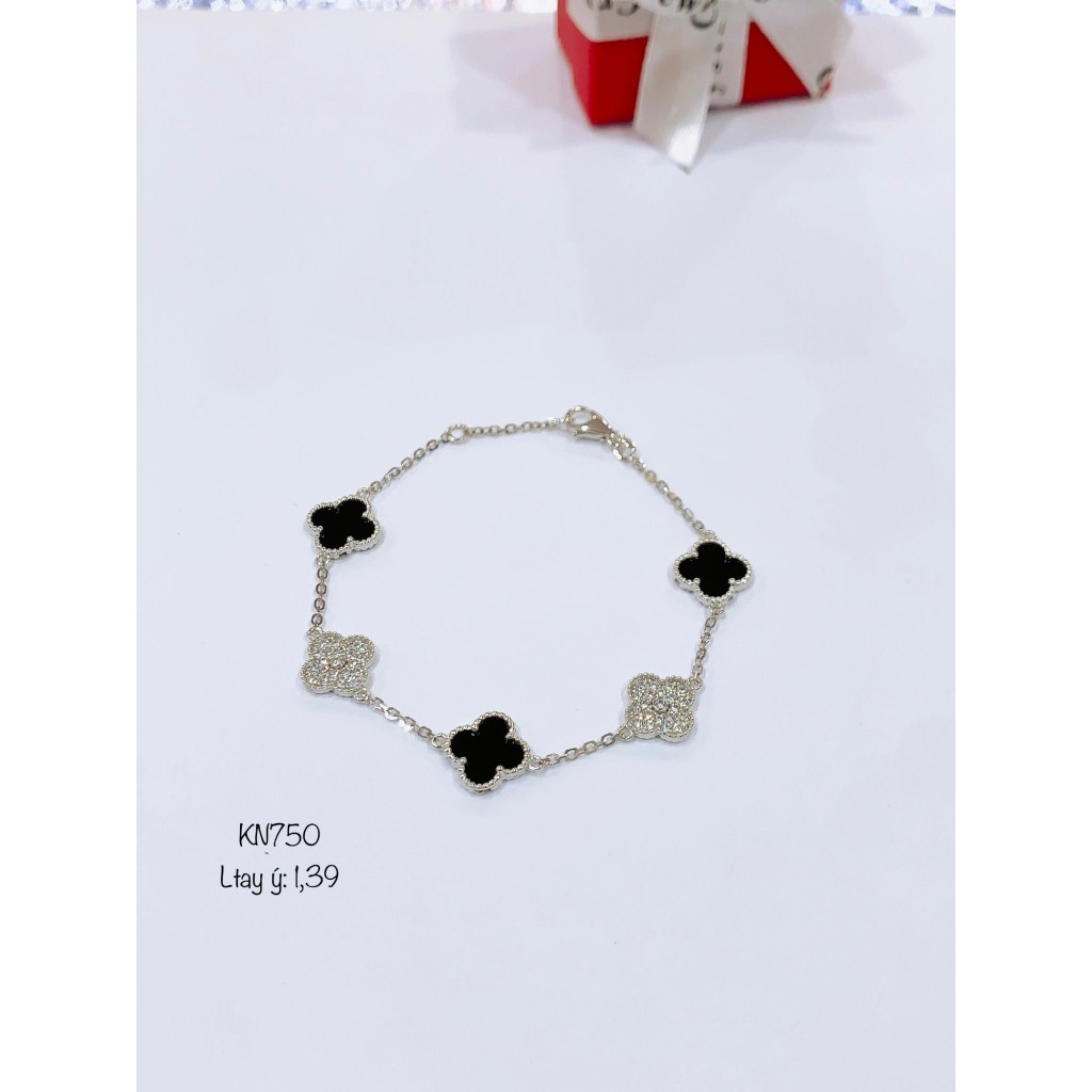 Bộ Trang Sức Nữ Hoa Đen Viền Trắng HD Jewelry - Set Bao Gồm Dây Chuyền, Bông Tai, Lắc Tay , Quý Phái