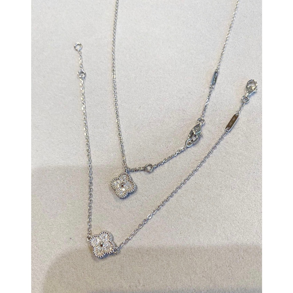 Bộ Hoa Full Đá HD Jewelry - Set Trang Sức Với 3 Món Dây Chuyền, Bông Tai, Lắc Tay VCA Hoa Full Đá 0.9mm