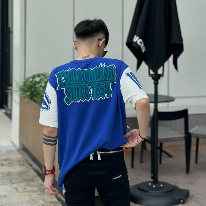 Áo phông LV Xanh An Thuyên cotton mượt dày xịn hình in sắc nét form rộng unisex cực cháy phố