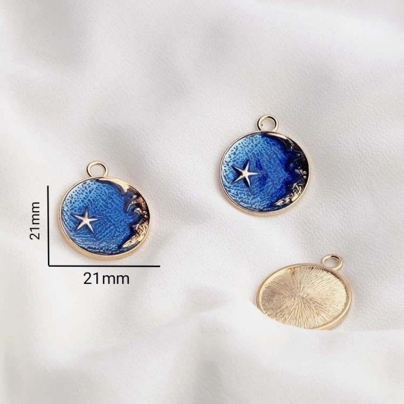 Charm kim loại tráng men, mặt dây chuyền hình mặt trăng, hành tinh, ngôi sao