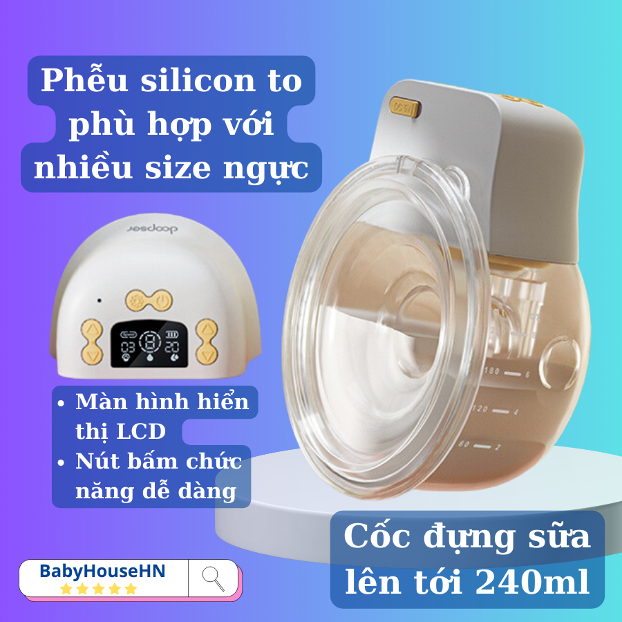 Máy Hút Sữa Không Dây Rảnh Tay Doopser 8010 Cao Cấp Giúp Mẹ Vừa Vắt Sữa Cho Bé Vừa Làm Được Các Công Việc Yêu Thích