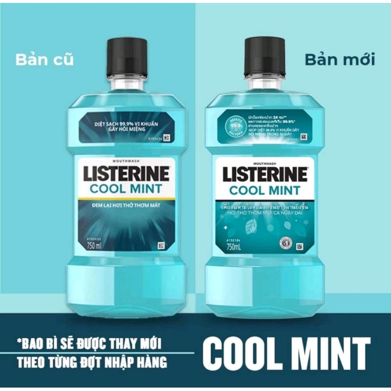 Combo 2 chai nước súc miệng Listerin 750ml- Chính hãng