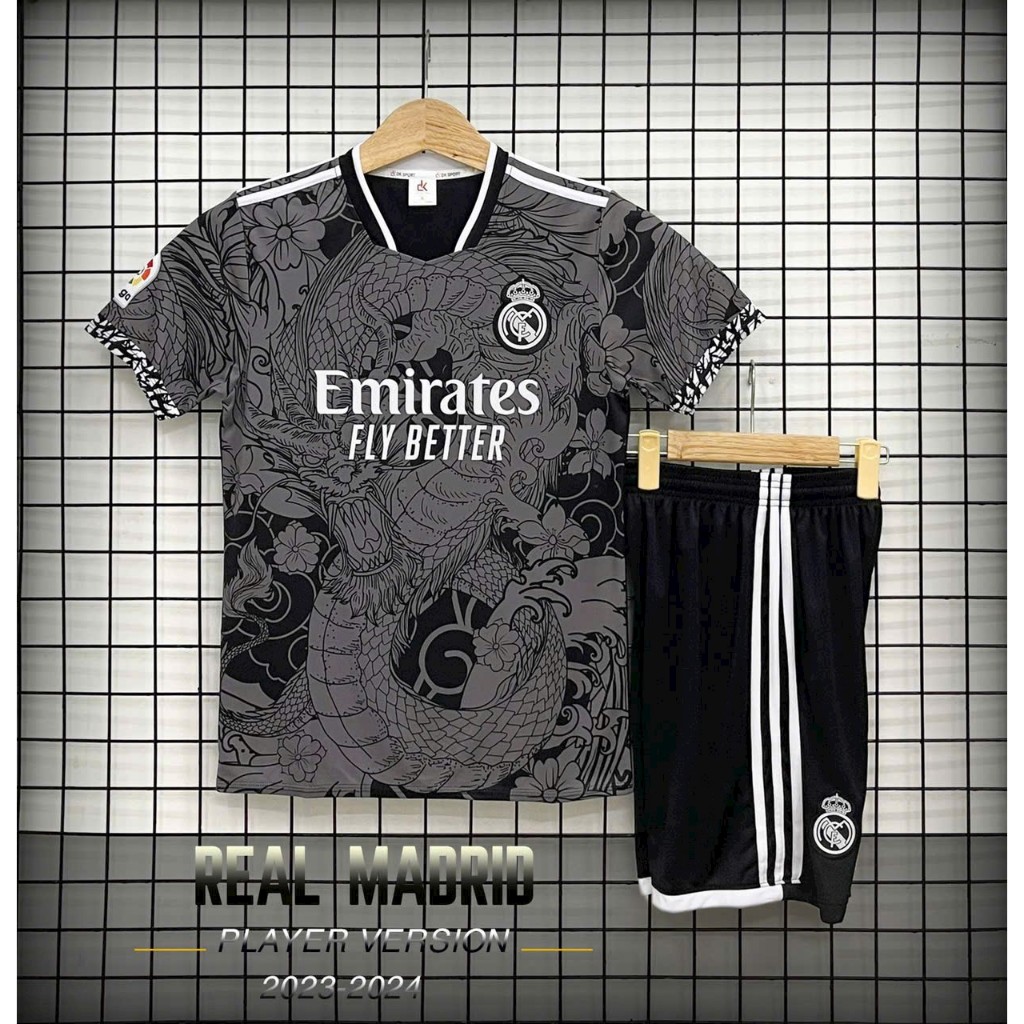 Bộ Đồ Đá Banh CLB Real Màu Đen Rồng