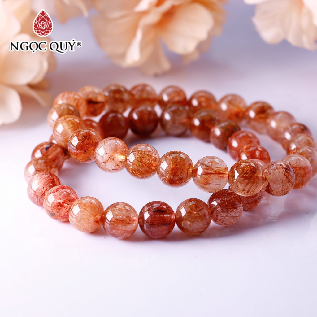 Vòng tay đá thạch anh tóc đỏ rutilated quartz - Ngọc Quý