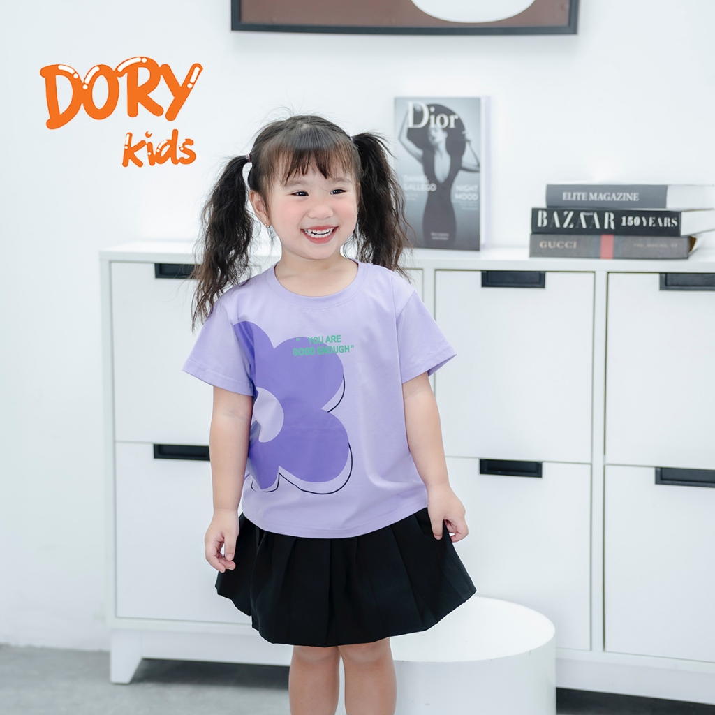 Áo thun cổ tròn DORYKIDS cho bé gái, bé gái 7kg đến 30kg họa tiết hoạt hình in hoa xinh xắn vải thun 100% Premium cotton