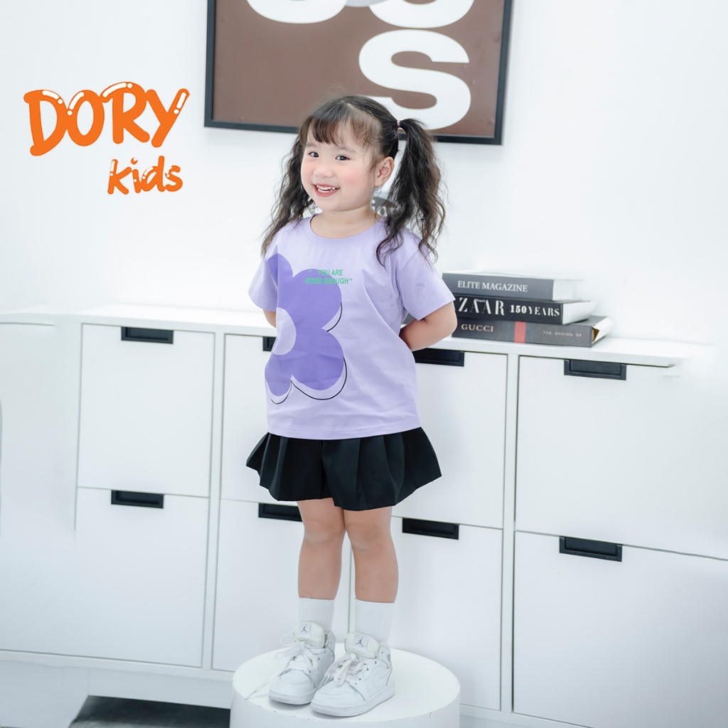 Áo thun cổ tròn DORYKIDS cho bé gái, bé gái 7kg đến 30kg họa tiết hoạt hình in hoa xinh xắn vải thun 100% Premium cotton