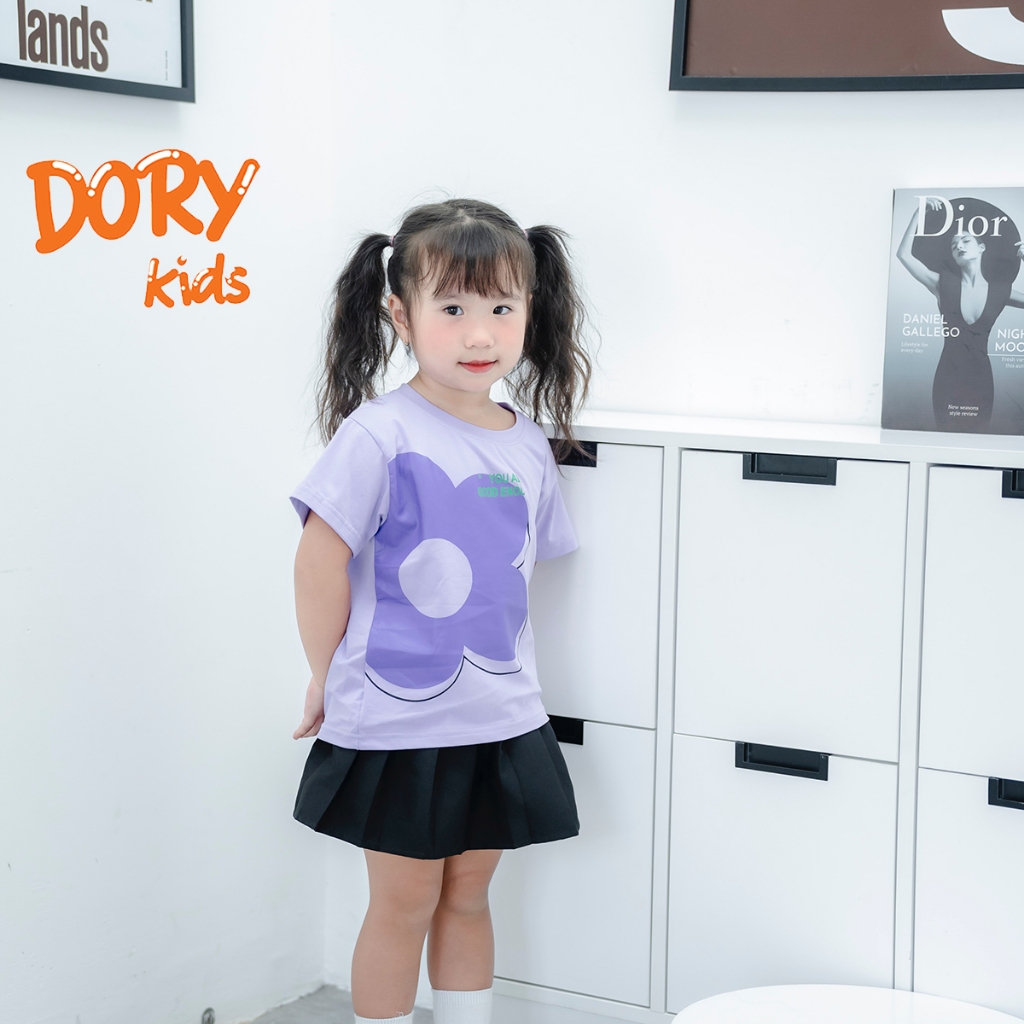 Áo thun cổ tròn DORYKIDS cho bé gái, bé gái 7kg đến 30kg họa tiết hoạt hình in hoa xinh xắn vải thun 100% Premium cotton