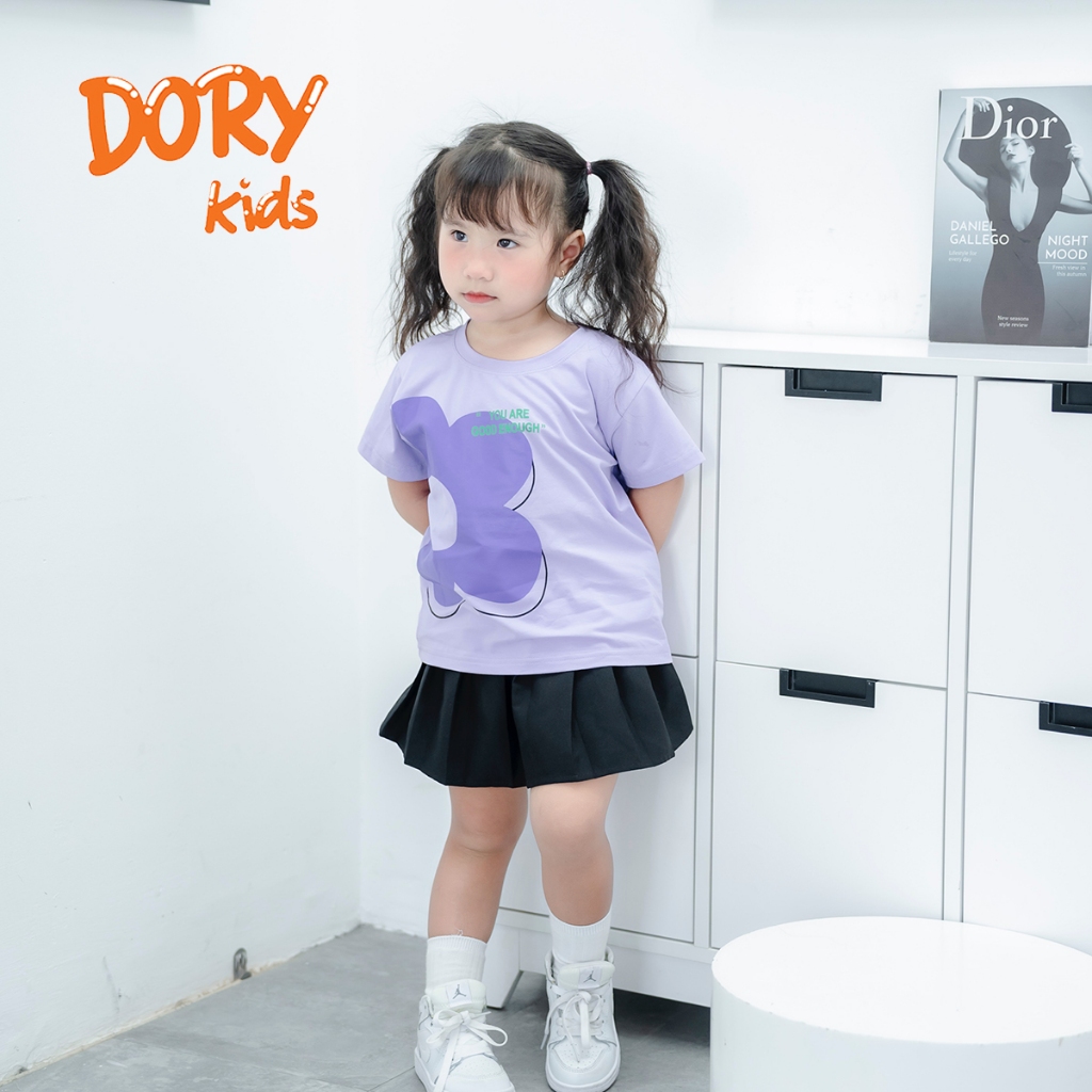 Áo thun cổ tròn DORYKIDS cho bé gái, bé gái 7kg đến 30kg họa tiết hoạt hình in hoa xinh xắn vải thun 100% Premium cotton