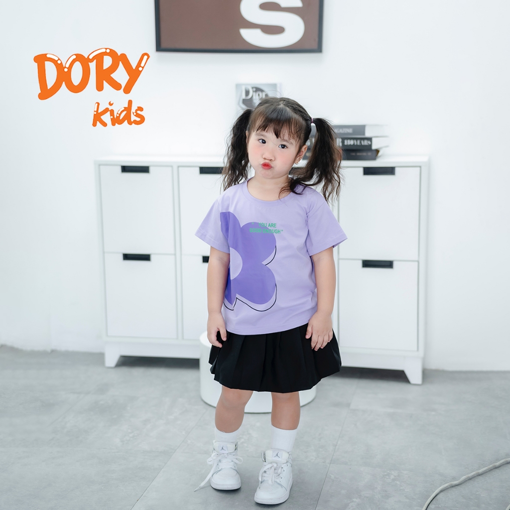 Áo thun cổ tròn DORYKIDS cho bé gái, bé gái 7kg đến 30kg họa tiết hoạt hình in hoa xinh xắn vải thun 100% Premium cotton