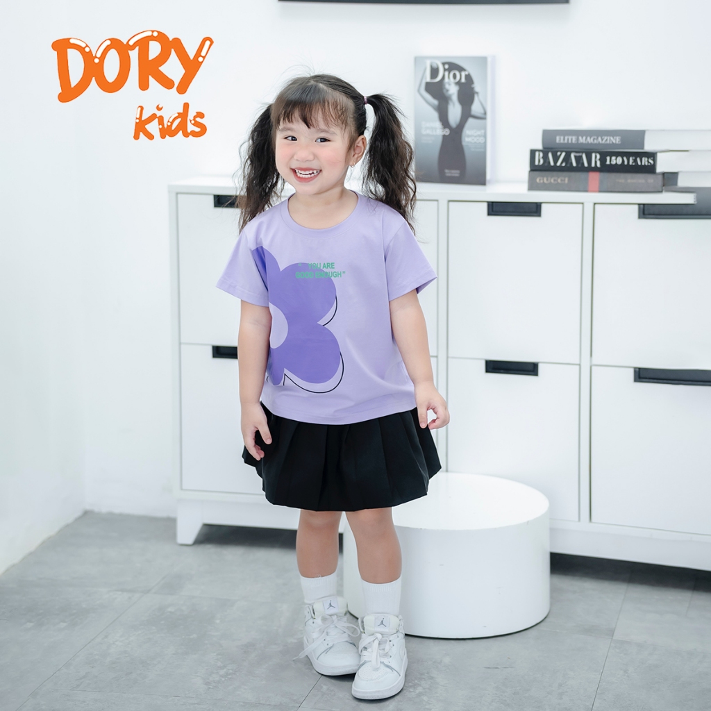 Áo thun cổ tròn DORYKIDS cho bé gái, bé gái 7kg đến 30kg họa tiết hoạt hình in hoa xinh xắn vải thun 100% Premium cotton