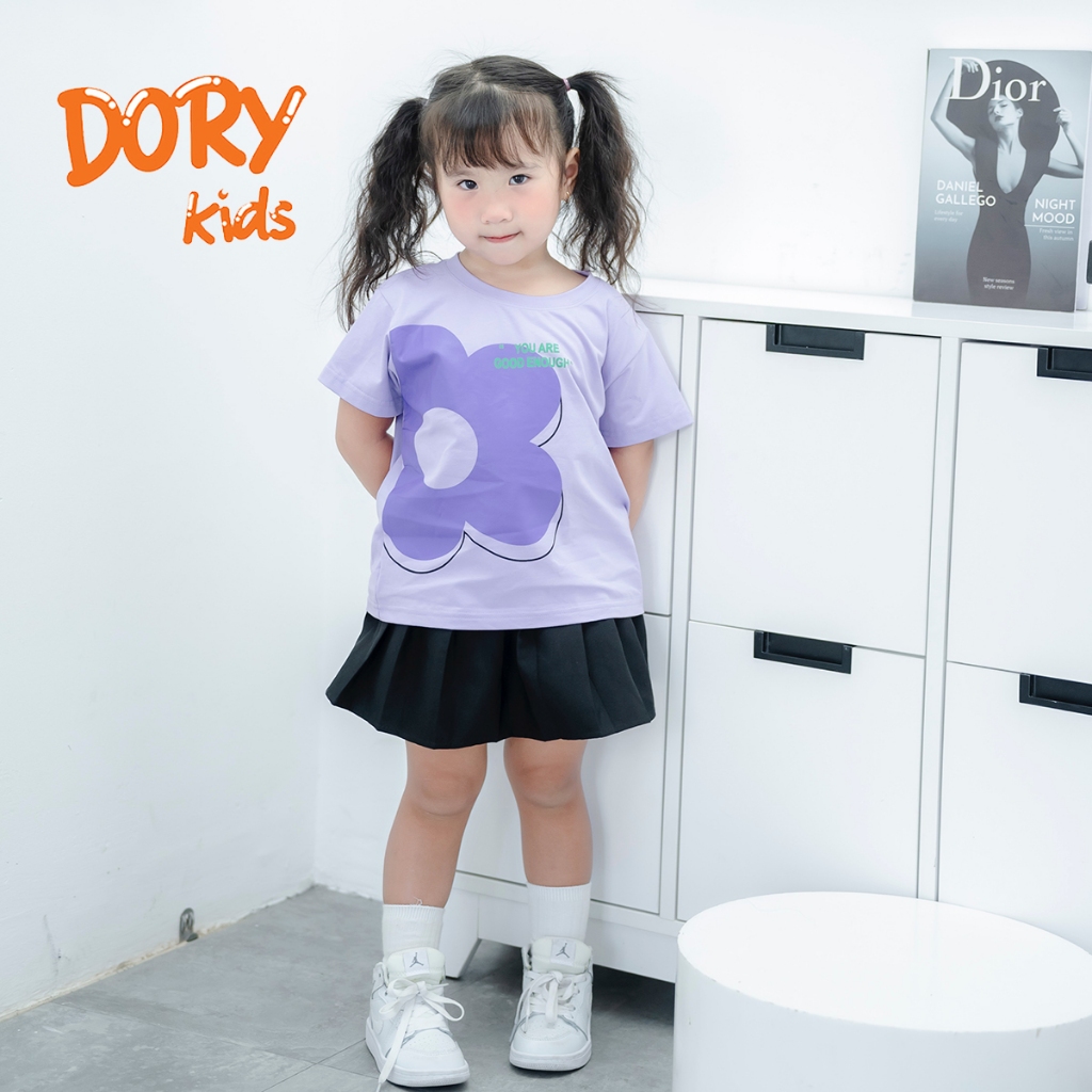 Áo thun cổ tròn DORYKIDS cho bé gái, bé gái 7kg đến 30kg họa tiết hoạt hình in hoa xinh xắn vải thun 100% Premium cotton
