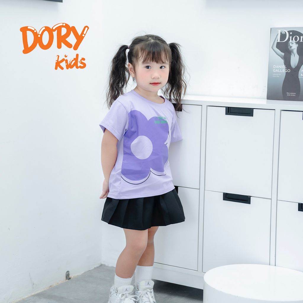Áo thun cổ tròn DORYKIDS cho bé gái, bé gái 7kg đến 30kg họa tiết hoạt hình in hoa xinh xắn vải thun 100% Premium cotton