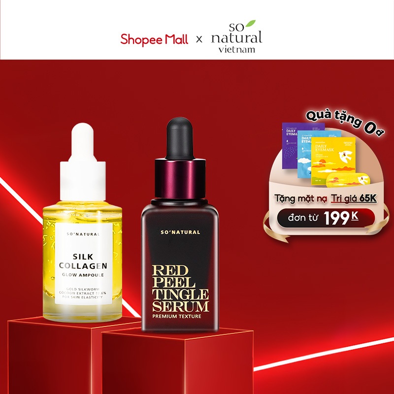 Combo Dưỡng Da Red Peel Premium Và Silk Collagen Ampoule Chính Hãng So Natural