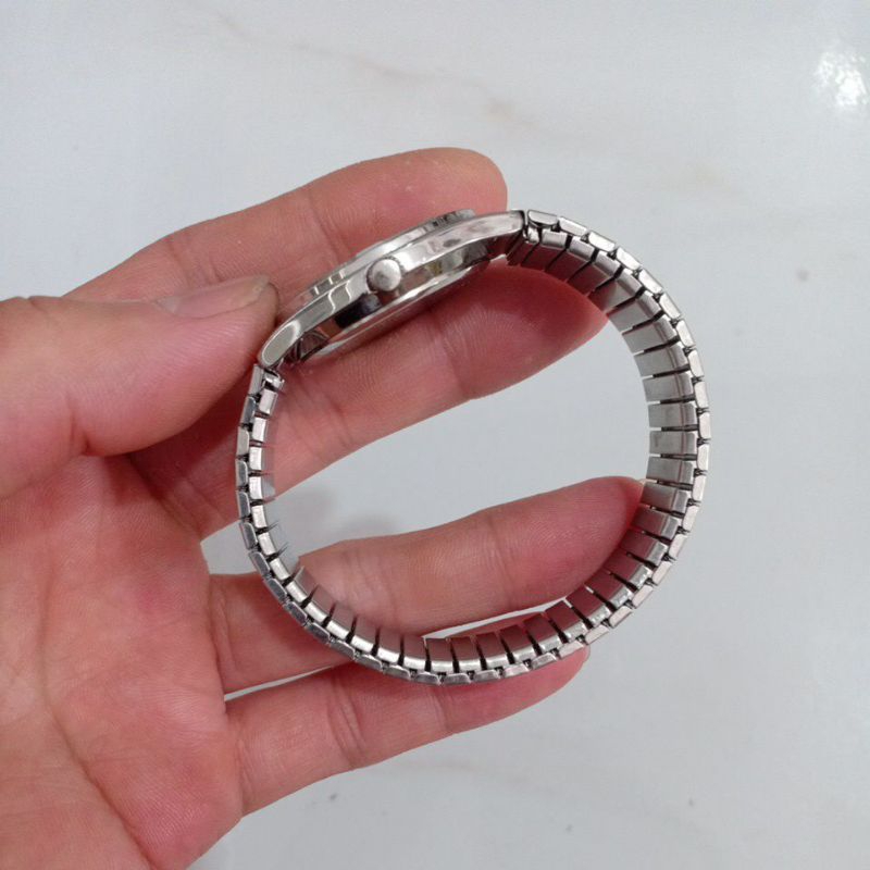 Đồng hồ si nam nữ dây chun hiệu ALFADINO mặt da quang độ mới 90% phù hợp nam tay nhỏ với nữ tay to