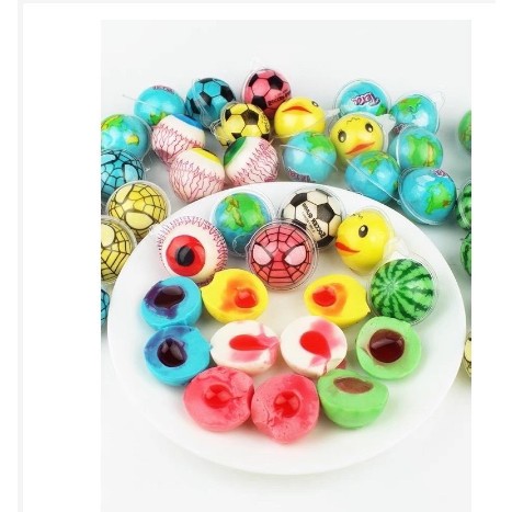 Kẹo dẻo có nhân hình con mắt/ dưa hấu/ dâu tâu/ con vịt/ đào/ Gấu trúc/ kẹo dẻo Halloween loại to 11grg