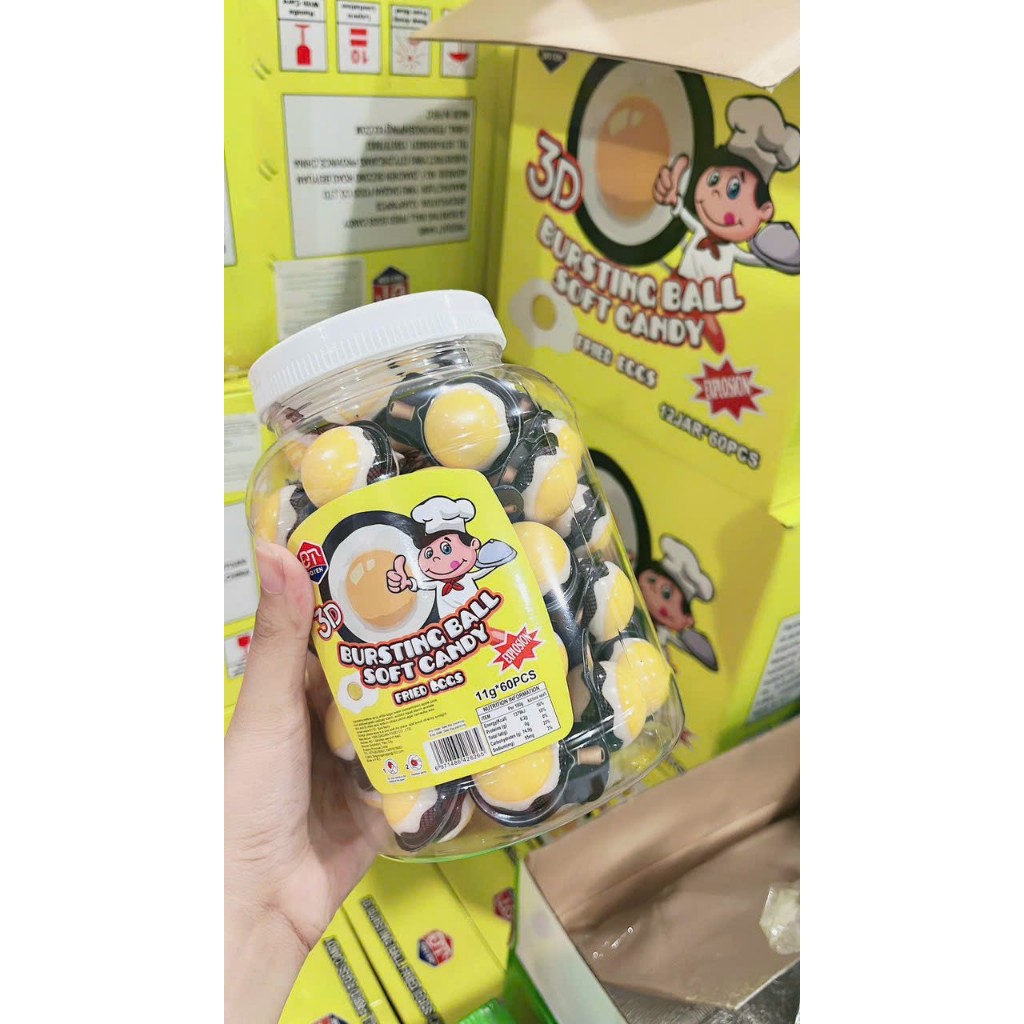 Kẹo dẻo có nhân hình con mắt/ dưa hấu/ dâu tâu/ con vịt/ đào/ Gấu trúc/ kẹo dẻo Halloween loại to 11grg