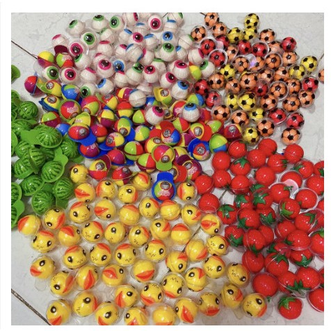 Kẹo dẻo có nhân hình con mắt/ dưa hấu/ dâu tâu/ con vịt/ đào/ Gấu trúc/ kẹo dẻo Halloween loại to 11grg