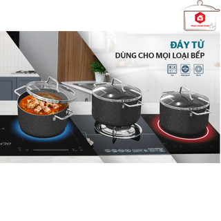 Bộ Nồi Vân Đá Sunhouse SHG7878MB Sử Dụng Được Trên Mọi Loại Bếp