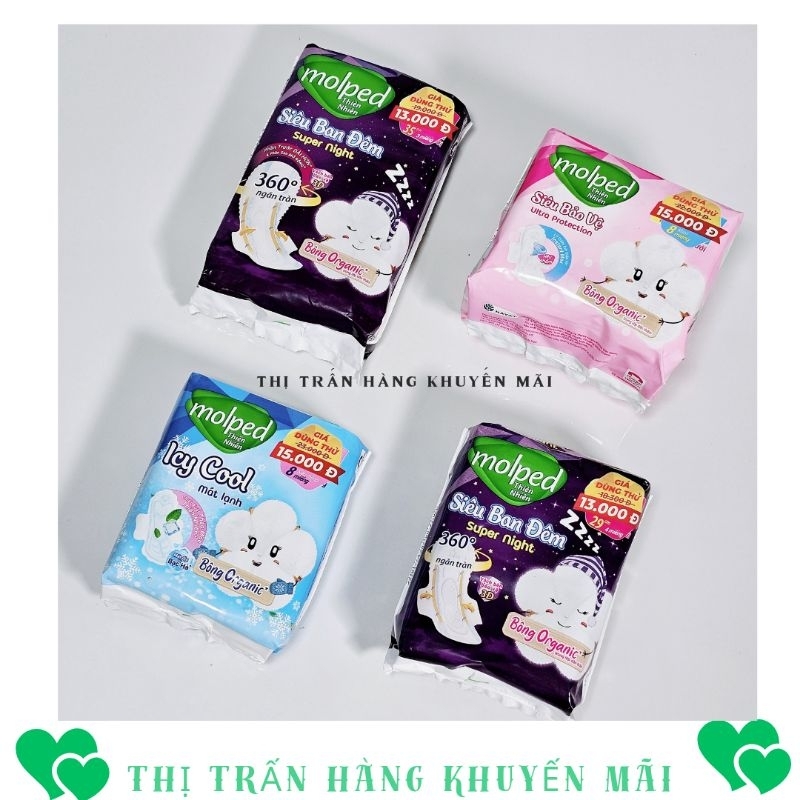 Combo 8 gói băng vệ sinh Molped Bông Organic ngày và đêm