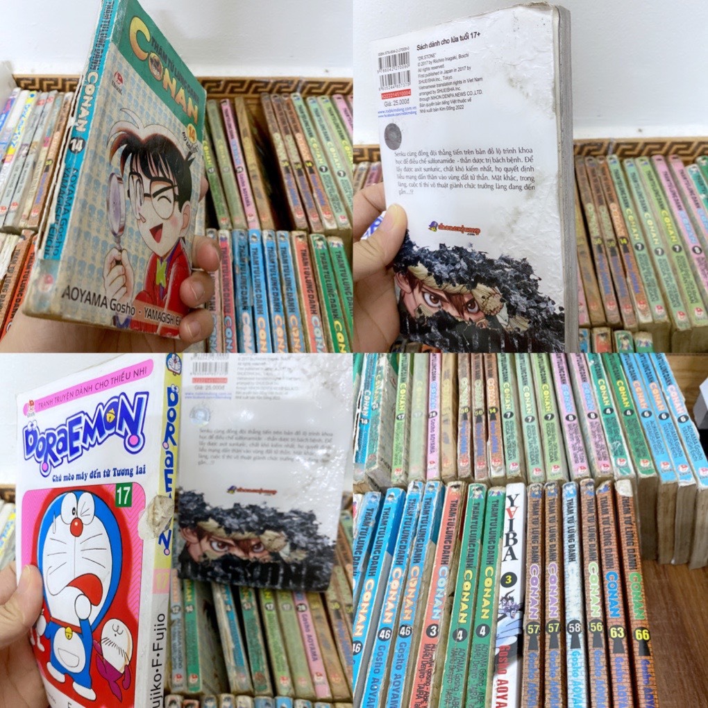 vở truyên.tranh cũ lọc lô xấu: Pokemon, Fairy tail, conan, dragon ball, nữ hoàng ai cập, doraemon, yaiba