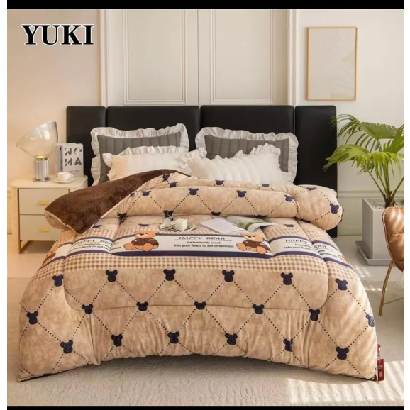 Chăn lông Cừu JuKi Hình Họa Tiết Dày Dặn, Siêu ấm, Chăn mùa đông đắp đại hàn nặng gần 4kg kích thước 2m*2.3m