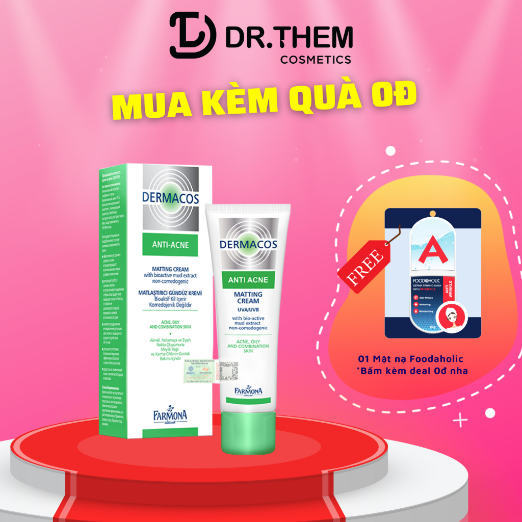 Dermacos Kem Dưỡng Giảm Bóng Nhờn, Ngừa Mụn Farmona Dermacos Anti Acne Matting Cream 50ml