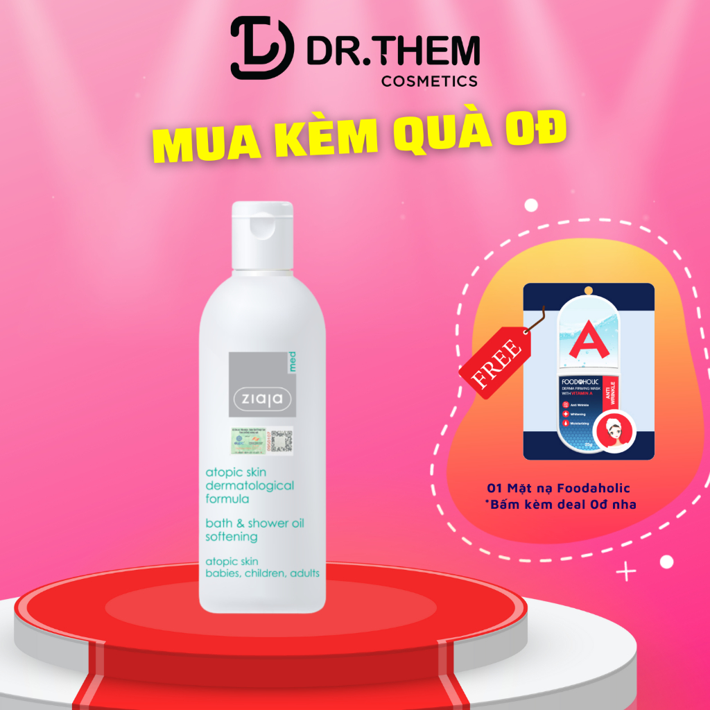 Dầu Tắm Mềm Mịn Da Ziaja Med Atopic Skin Dermatological Formula Bath & Shower Oil 270ml Atopy Sữa Tắm