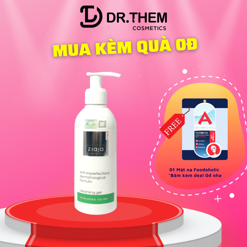 Sữa Rửa Mặt Giảm Mụn Ngừa Khuẩn - Ziaja Med Anti Imperfections Formula Cleansing Gel 200ml