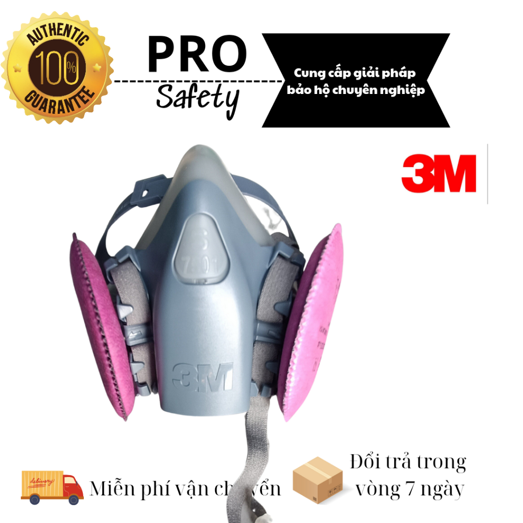 Bộ Mặt Nạ 3M7501 Chính Hãng Phòng Độc Phòng Bụi Phòng Mùi Kèm Phin Lọc DoBu Hoặc 3M6001