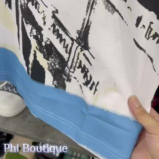 Áo phông nam nữ Premium Cotton Amiri in hình đường phố hoành hôn xanh hai mặt vảy sơn boy phố cực chất