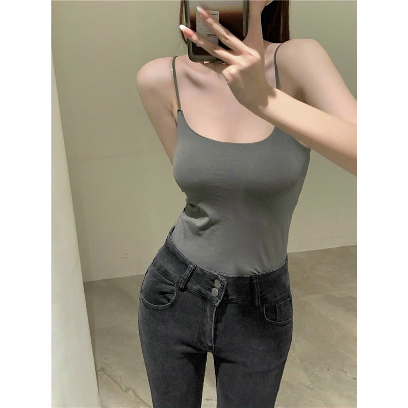 Áo bra 2 dây trơn mảnh có mút lót sẵn dễ mặc và mix đồ dành cho nữ 2337