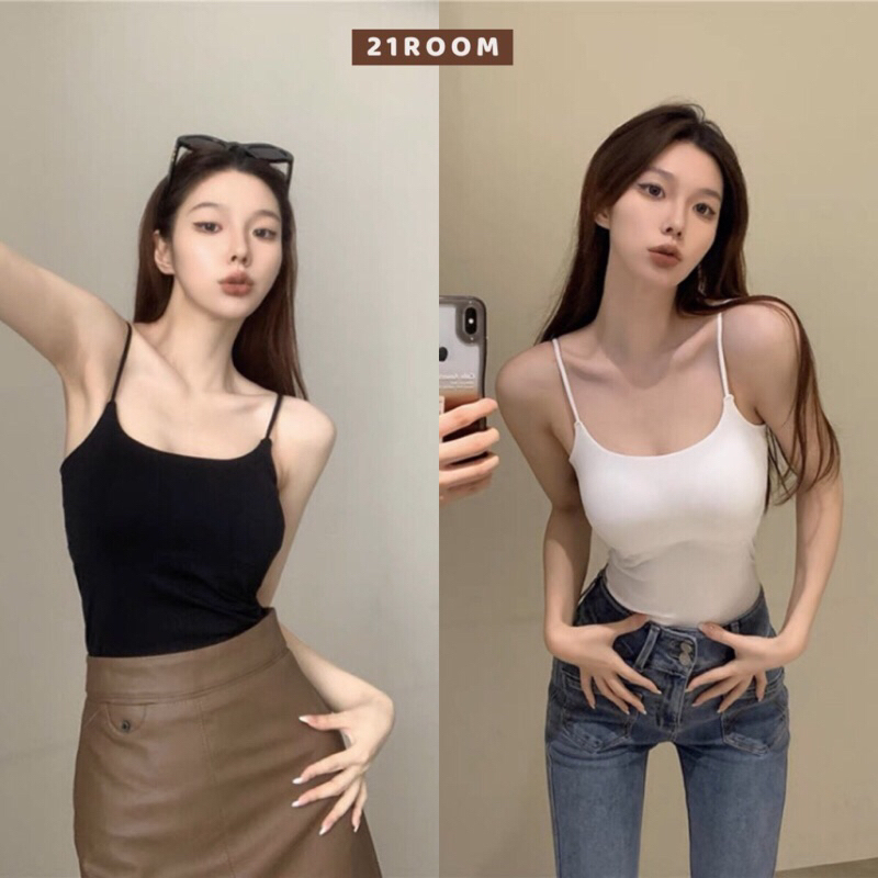 Áo bra 2 dây trơn mảnh có mút lót sẵn dễ mặc và mix đồ dành cho nữ 2337