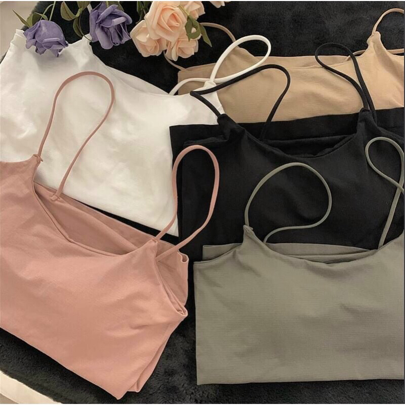 Áo bra 2 dây trơn mảnh có mút lót sẵn dễ mặc và mix đồ dành cho nữ 2337