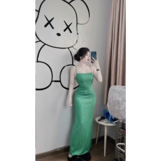 Váy hai dây body dáng dài gân trung siêu xinh
