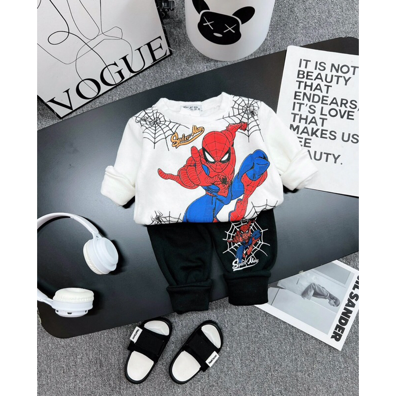 Bộ quần áo siêu nhân bé trai đồ bộ người nhện trai bộ dài tay thu đông bé trai từ 8kg đến 25kg