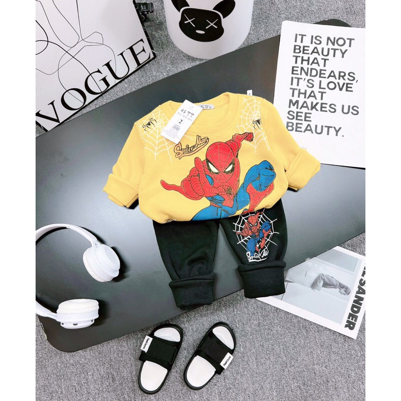 Bộ quần áo siêu nhân bé trai đồ bộ người nhện trai bộ dài tay thu đông bé trai từ 8kg đến 25kg