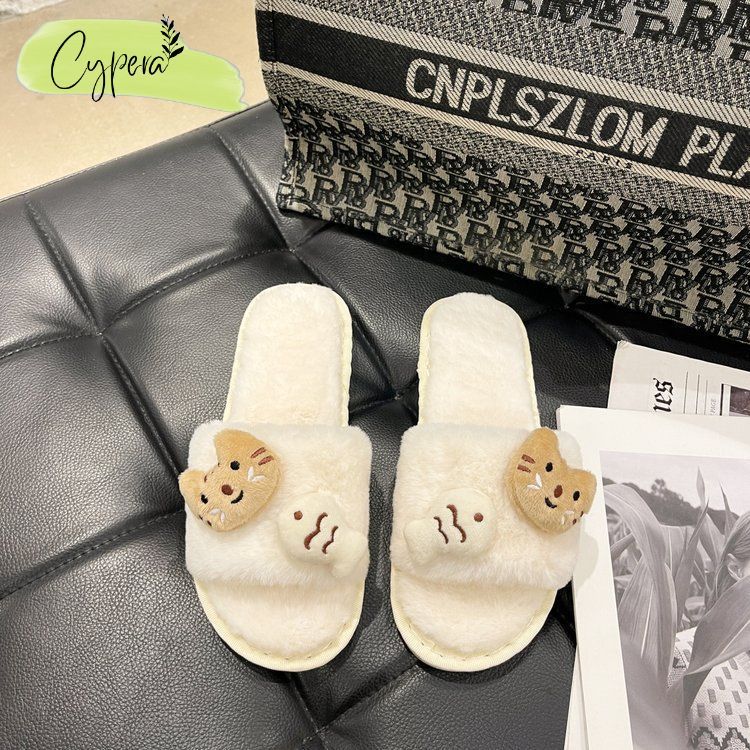 Dép Đi Trong Nhà Mèo Cá Dễ Thương Đế Chống Trơn Có Thể Mang Ra Ngoài - D168 - D120