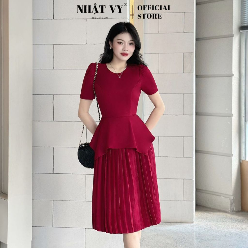 Đầm dự tiệc peplum Nhật Vy xếp ly dáng dài chất lụa sang chảnh phù hợp công sở đi chơi cafe - D2864