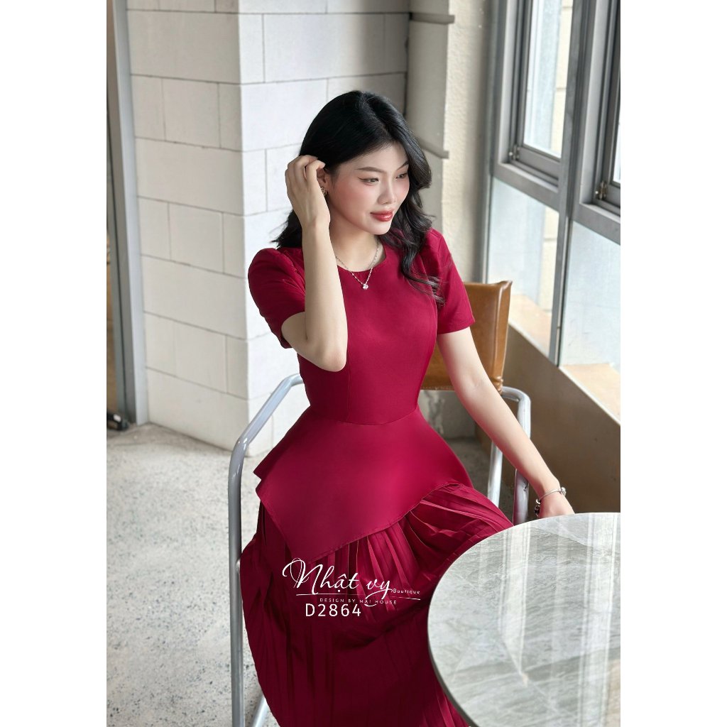 Đầm dự tiệc peplum Nhật Vy xếp ly dáng dài chất lụa sang chảnh phù hợp công sở đi chơi cafe - D2864