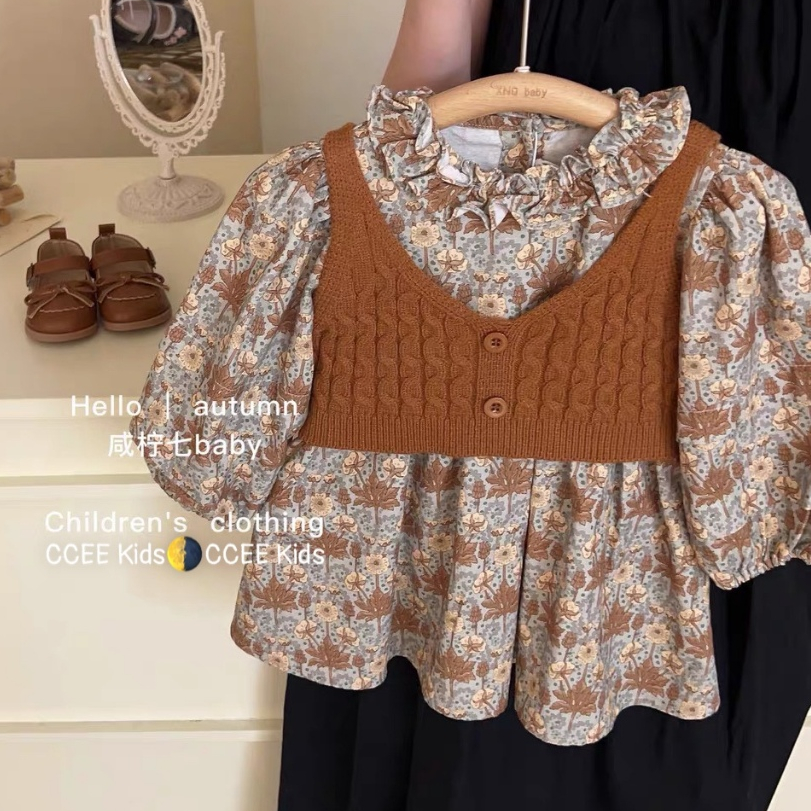 Set váy hoa kèm áo gile cho bé gái từ 10 - 26kg BÌNH MINH SHOP