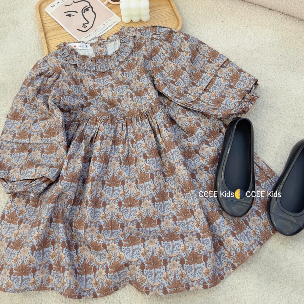 Set váy hoa kèm áo gile cho bé gái từ 10 - 26kg BÌNH MINH SHOP