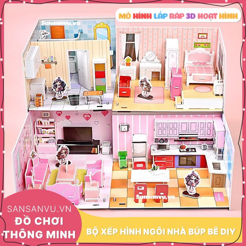 Đồ Chơi Xếp Hình Lắp Ráp 3D Thiết Kế Nội Thất Ngôi Nhà Sansanvu Cho Bé