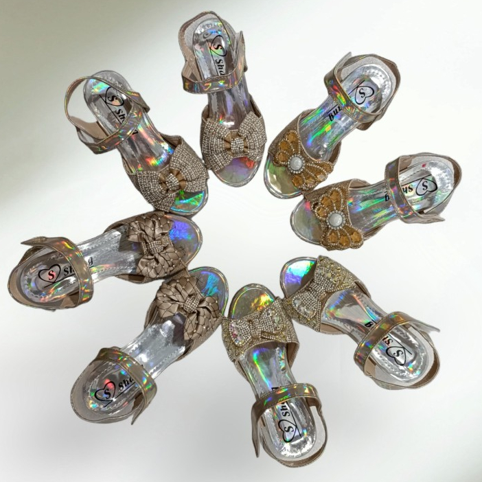 Dép Sandal cao gót cho bé gái, dép quai hậu, dép xăng đan cao 3cm đính nơ công chúa DS2D