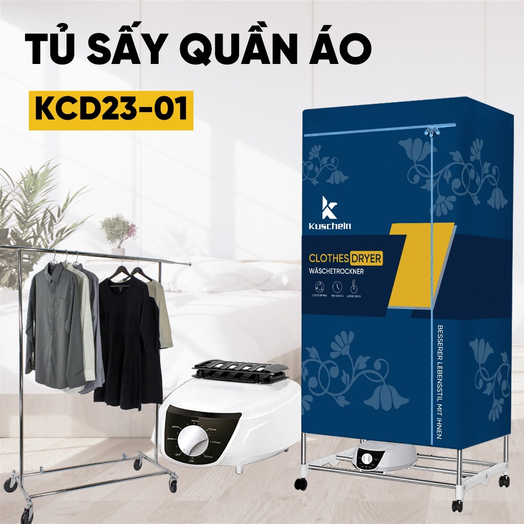 Tủ sấy Quần Áo Máy sấy Quần Áo KUSCHELN Tốc độ nhanh Khử mùi hiệu quả Lưu giữ Hương Thơm Công suất mạnh 2000W