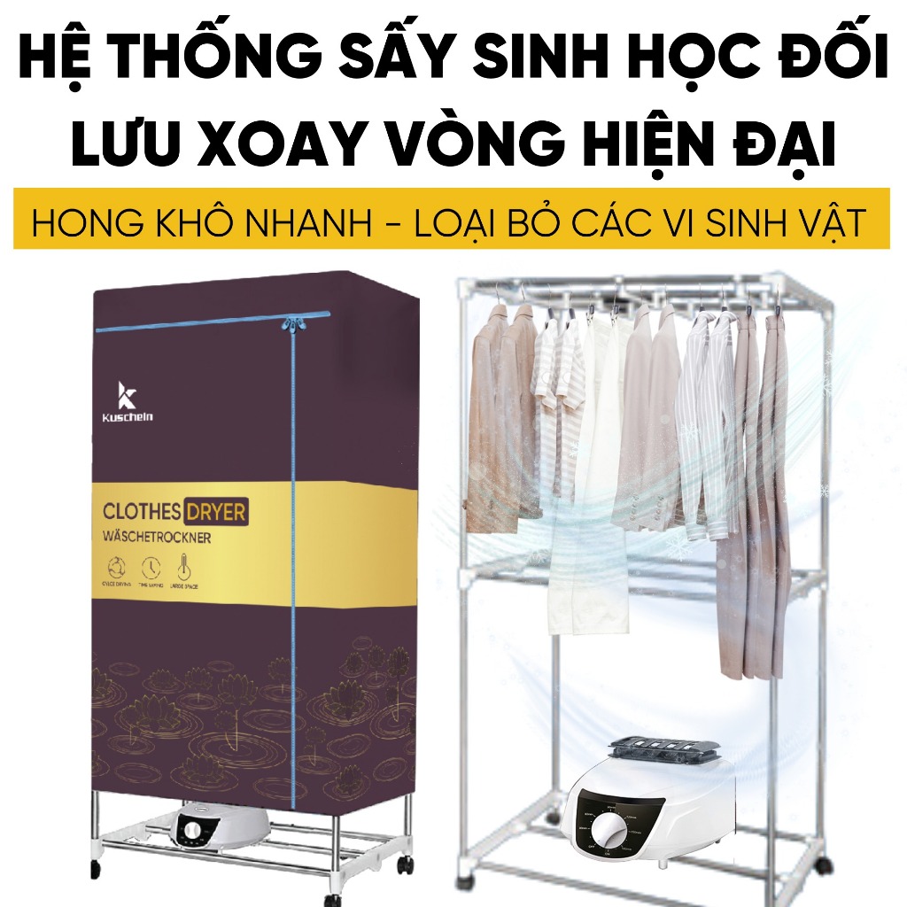 Tủ sấy Quần Áo Máy sấy Quần Áo KUSCHELN Tốc độ nhanh Khử mùi hiệu quả Lưu giữ Hương Thơm Công suất mạnh 2000W