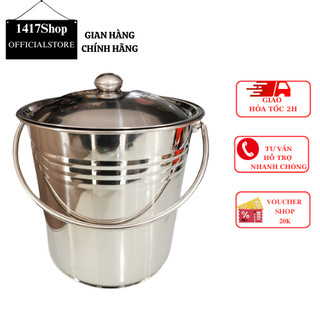 Xô inox có nắp đậy đựng nước lèo/đựng đá co quai xách kèm nắp đậy 9L/12L/15L