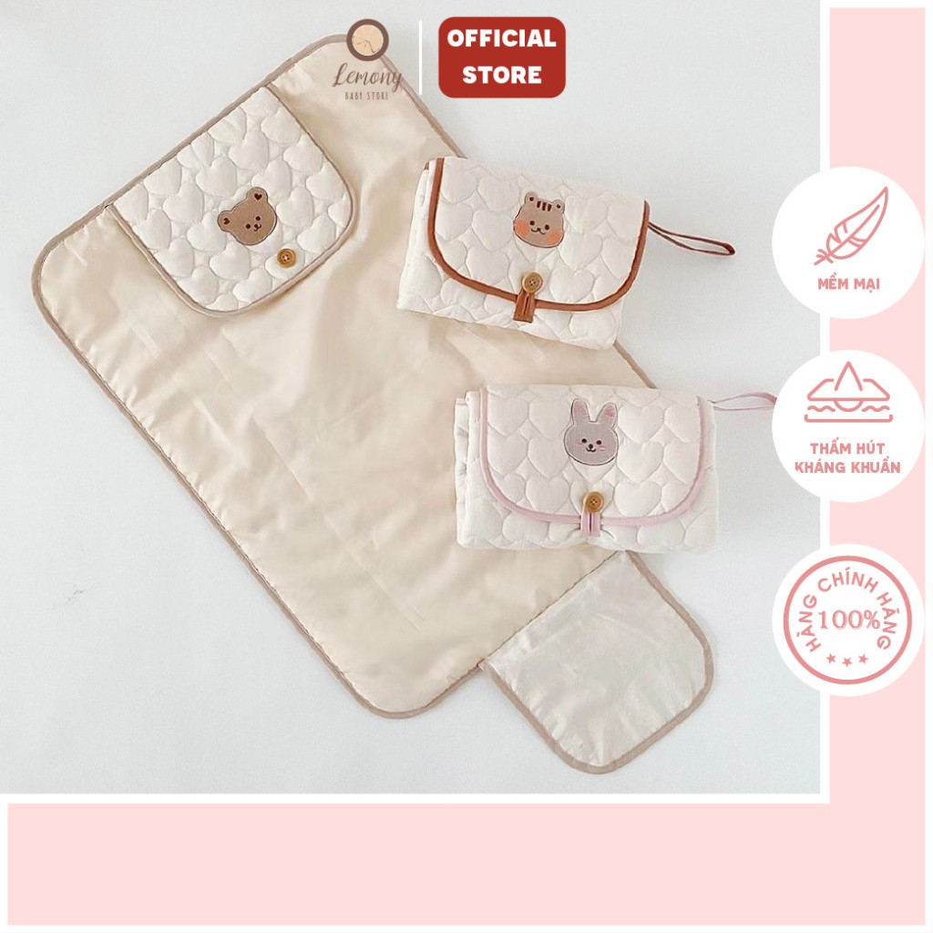 Miếng lót chống thấm miếng lót thay bỉm cho bé cotton cao cấp, gấp gọn tiện dụng